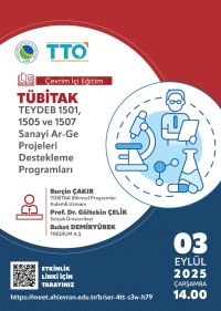 TÜBİTAK, TEYDEP 1501, 1505 ve 1507 Sanayi Ar-Ge Projeleri Destekleme Programları (Çevrim İçi Eğitim)